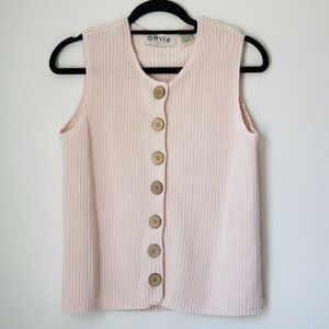 Vtg Baby pink knit sleeveless sweater